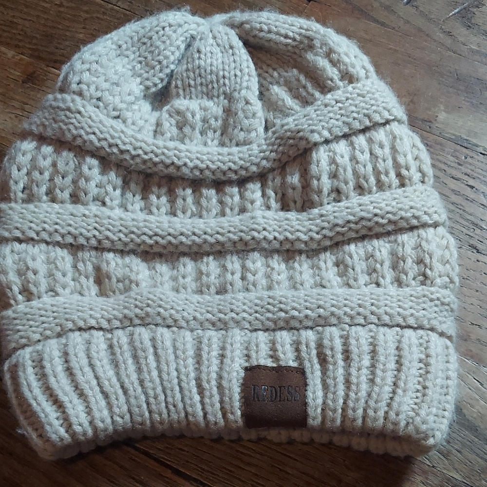 9 For $10 M&M Cream Textured Knit Hat with Ribbed Band - Picture 6 of 6